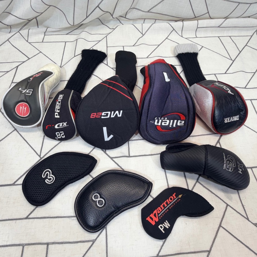 Mixed Golf Headcover Lot OS Black Red Alien Acuity Precise Warrior 9pc Set